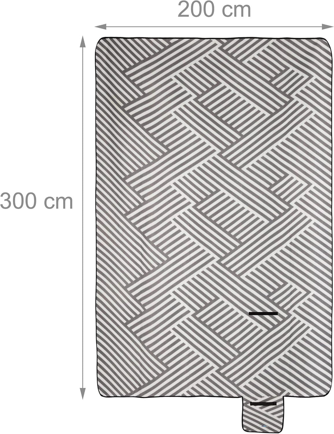 Relaxdays XXL Picknickdecke, 200x300 cm, Fleece Stranddecke weich, wärmeisoliert, wasserdicht, mit T