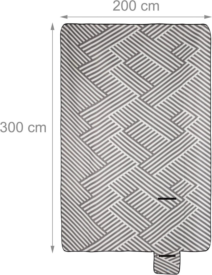 Relaxdays XXL Picknickdecke, 200x300 cm, Fleece Stranddecke weich, wärmeisoliert, wasserdicht, mit T