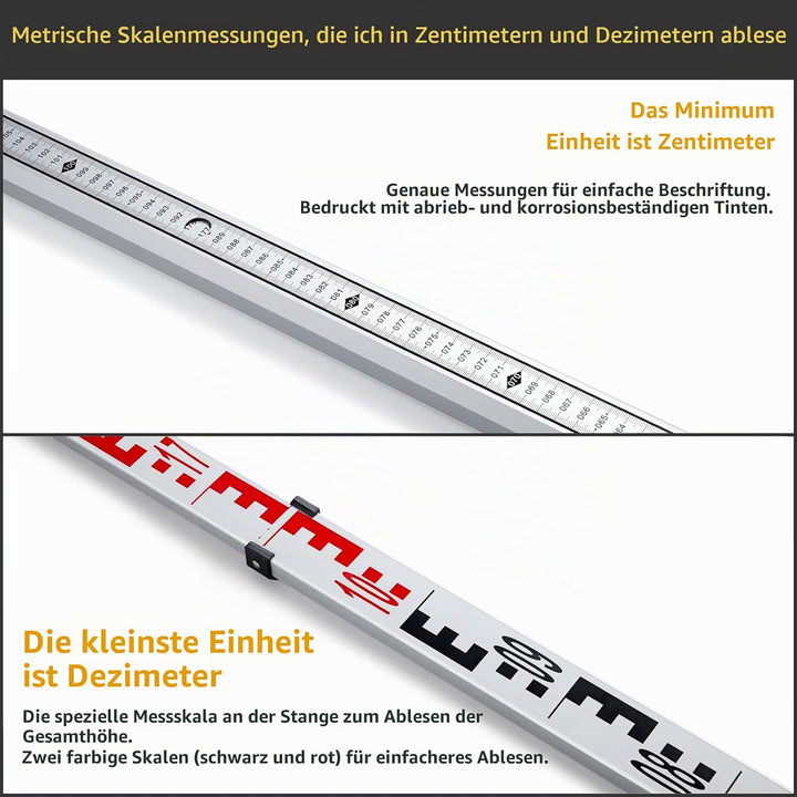 Firecore Nivellierlatte, Teleskop Nivellierlatte 5m, Aluminium Messstangen für Kreuzlinienlaser und