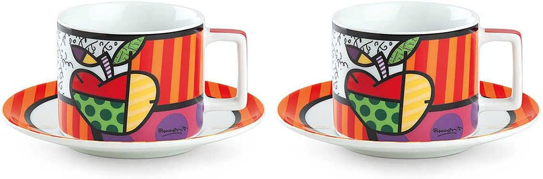2 teilig Cappuccinotasse mit Untertassen von Britto- Blumen ML.220