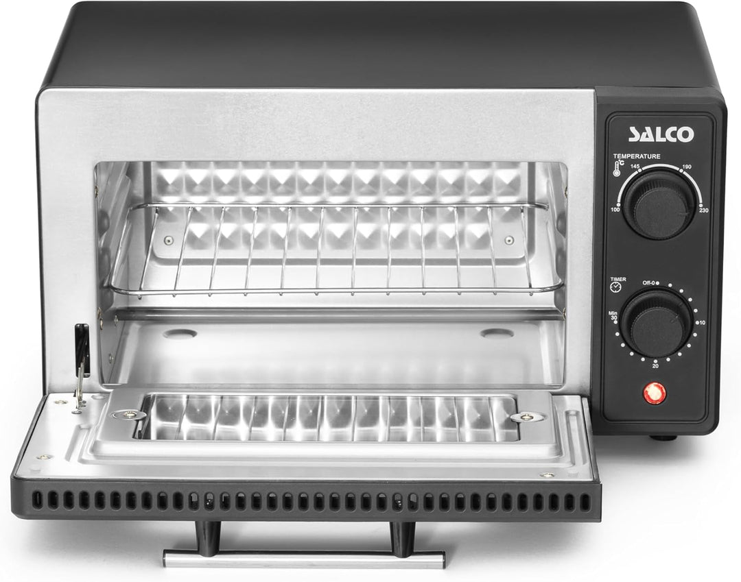 Salco Mini-Backofen | 9 Liter Kapazität | 700W | Mit Timer & Abschaltautomatik | 100-230°C | Grillen