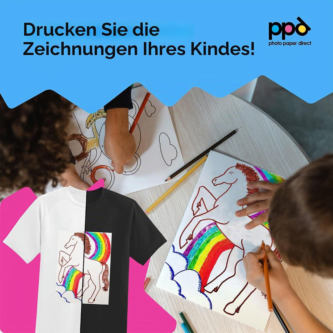 PPD 40 x A4 Inkjet Premium Transferpapier Hell/Dunkel, für Bügeleisen und Transferpresse PPD-5-40