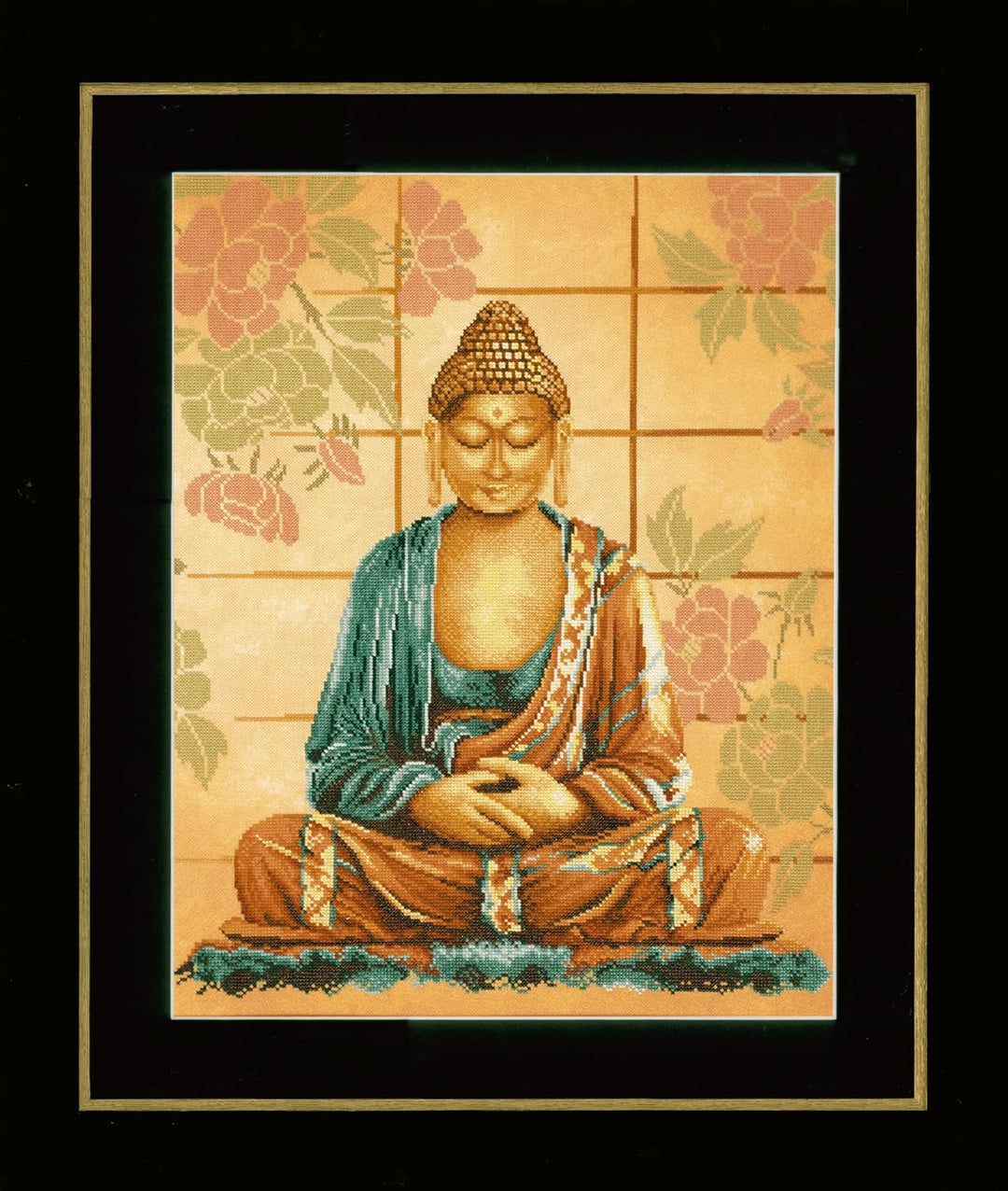 Lanarte Zählmusterpackung Buddha Kreuzstichpackung, Baumwolle, Mehrfarbig, 39 x 49 x 0.3 cm