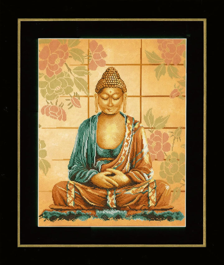 Lanarte Zählmusterpackung Buddha Kreuzstichpackung, Baumwolle, Mehrfarbig, 39 x 49 x 0.3 cm