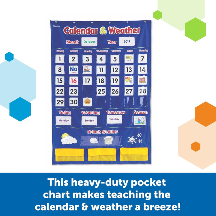 Learning Resources Kalender & Wetter Taschenplan, Klassenzimmer-Organisation, 136 Stück, mehrfarbig,