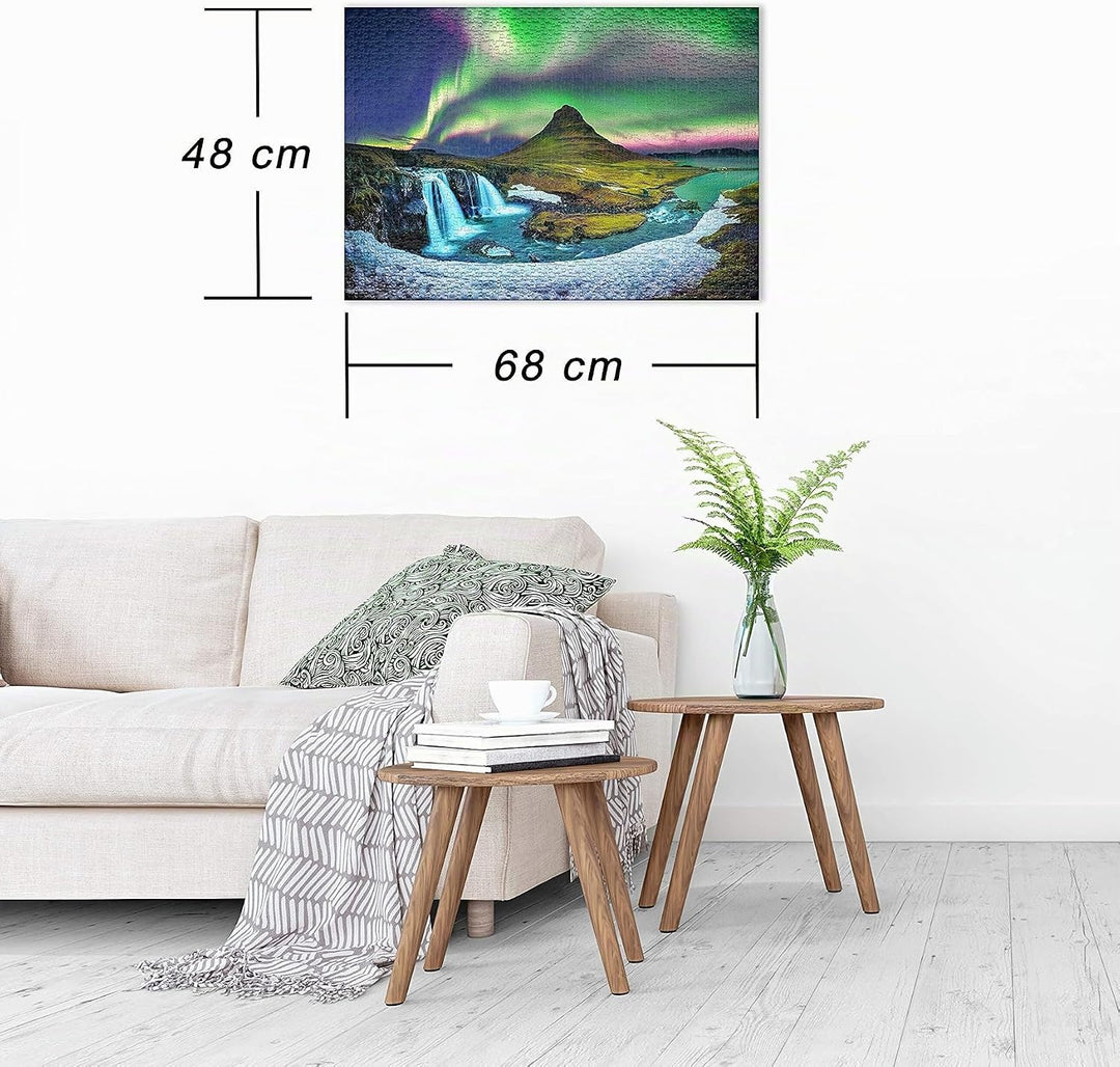 Ulmer Puzzleschmiede - Puzzle „Berg &amp; Licht“ – Klassisches 1000 Teile Puzzle – Puzzlemotiv der Polar