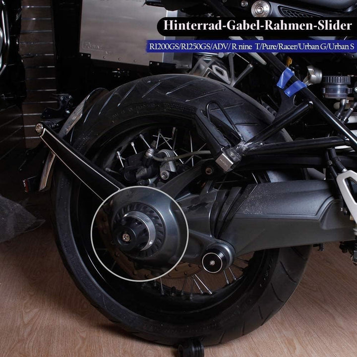 Motorrad hinten Refit Rad Gabel Achse Sliders Cap Pad Crash Protector Kompatibel mit R NINE T 2014-2