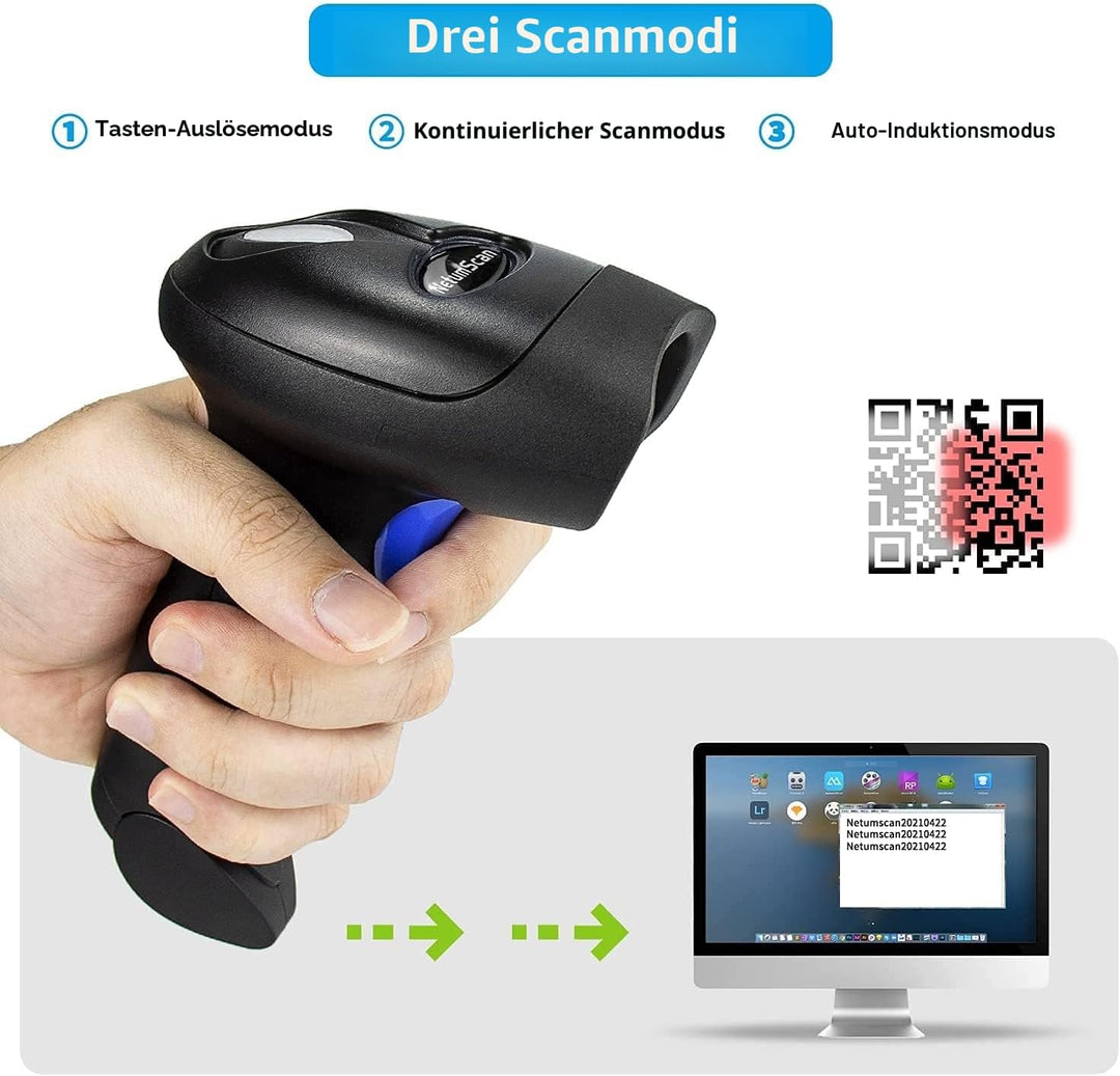 NetumScan 2D-Barcode Scanner - Tragbarer QR-Barcode-Leser/Bildwandler (PDF417, QR, Data Matrix) mit