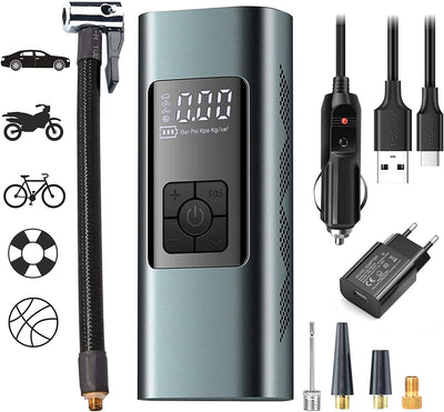 Tragbarer Luftkompressor Mini Reifenpumpe 12V 6000mAh Wiederaufladbarer Elektrischer Kompressor Fahr
