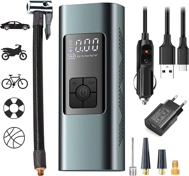 Tragbarer Luftkompressor Mini Reifenpumpe 12V 6000mAh Wiederaufladbarer Elektrischer Kompressor Fahr