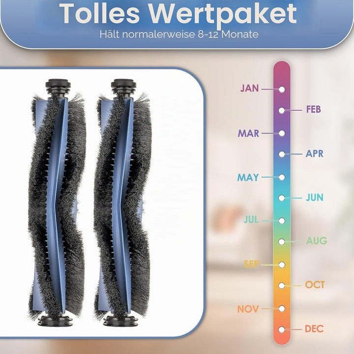 (2 Stück) Ersatz Bürstenrollen, Kompatibel mit Eufy X10 Pro Omni/ E35 Akku Nass Trockensauger, Ersat