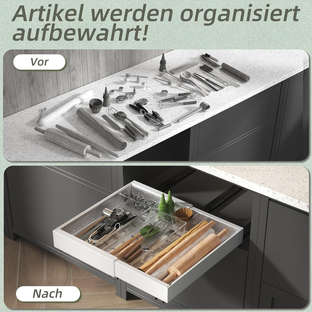 NETEL 2 stück AusziehbareTeleskopschublade, Aufbewahrungsset mit Schubladen,schubladen organizer küc