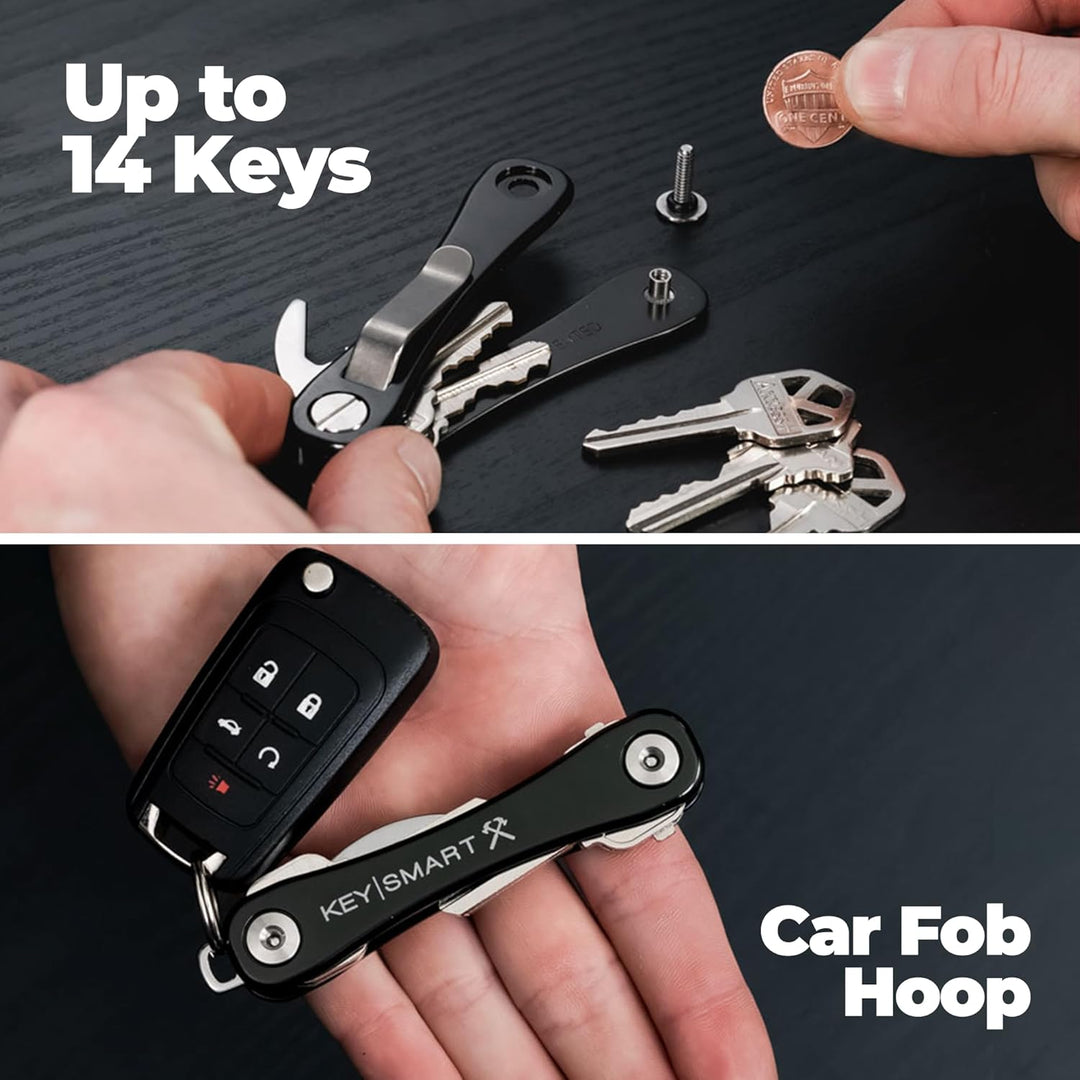 KeySmart Rugged - Multi-Tool Schlüsselhalter mit dem Flaschenöffner und Taschen Clip (bis zu 14 Schl