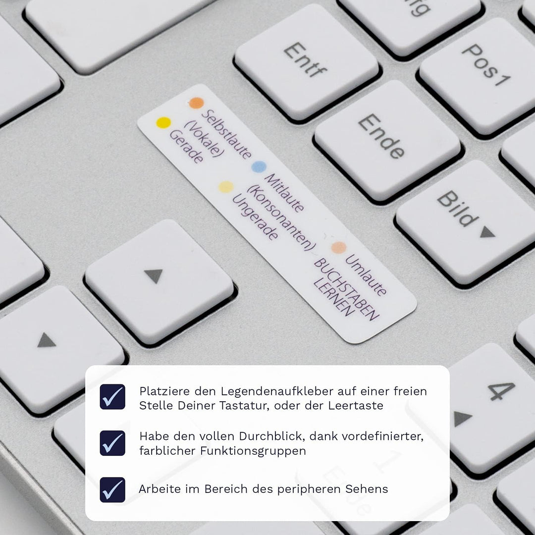 Kinder Tastatur Aufkleber für Buchstaben und Zahlen Lernen | Tastaturaufkleber deutsch für Windows u