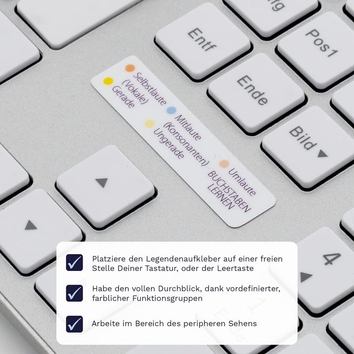 Kinder Tastatur Aufkleber für Buchstaben und Zahlen Lernen | Tastaturaufkleber deutsch für Windows u