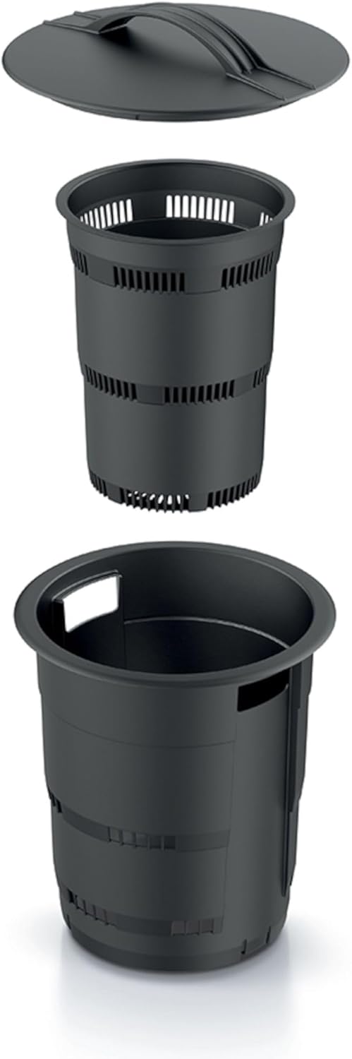 Set 3X Komposter Unterirdischer Garten 11 L Anthrazit Kunststoff H 53 cm modularer Komposteimer Bio