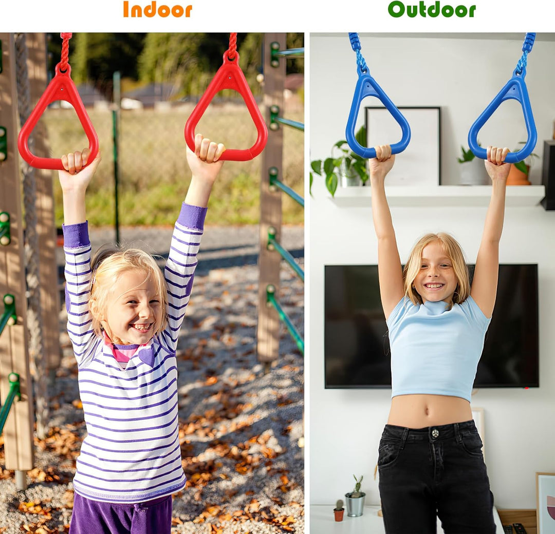 PELLOR 4 Stück Kinder Klettern Ringe, Multifunktions turnringe Kinder für Outdoor Indoor, Trapeze Ri