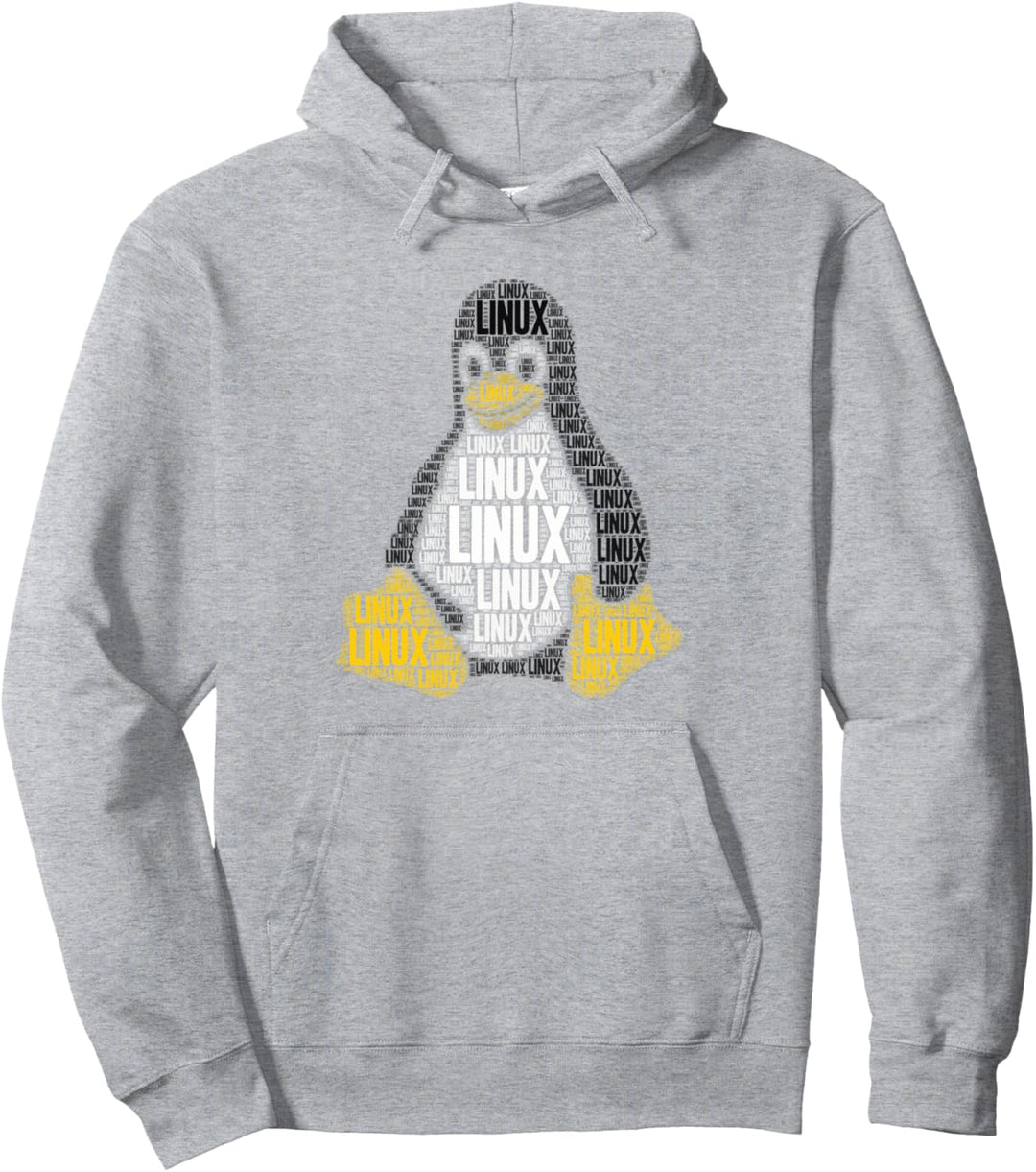 Linux Mascot Logo Tux the Penguin Word Art Nerd Geek Gift Pullover Hoodie