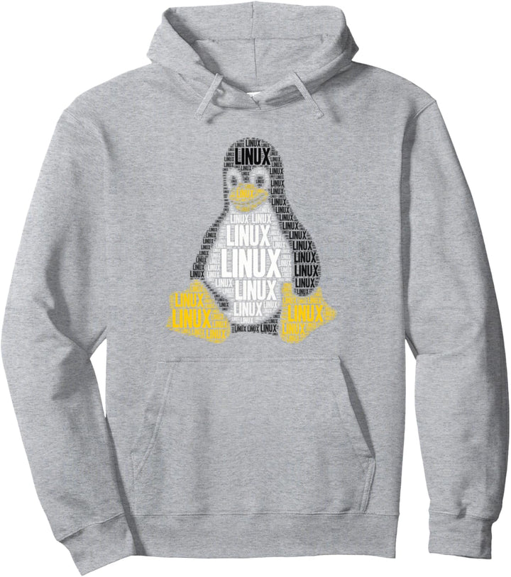 Linux Mascot Logo Tux the Penguin Word Art Nerd Geek Gift Pullover Hoodie