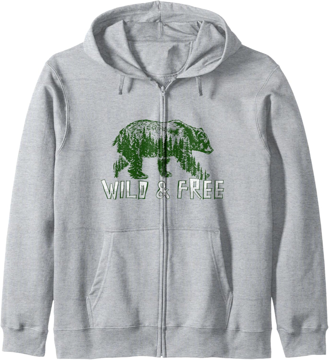 Wild & Free Grizzly Bear and Trees Sketch Illustration Kapuzenjacke