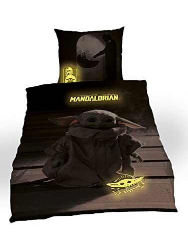 Tex Idea Star Wars Mandalorian The Child Bettwäsche glatt Glow IN The Dark - LEUCHTET IM Dunkeln NEU