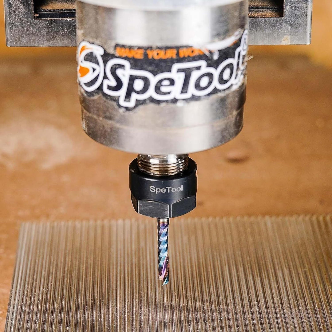 SpeTool 2 Stück Alu Fräser 6 mm Schaft CNC Holz VHM 32 mm Schnittlänge Schaftfräser mit DLC Beschich