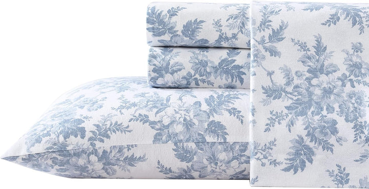 Laura Ashley Home - King-Size-Bettlaken, Baumwoll-Flanell-Bettwäsche-Set, gebürstet für zusätzliche