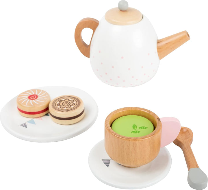 small foot Teeservice "Kinderküche" aus Holz, Zubehör für Kinderküche / Spielküche mit 17 Teilen, ab