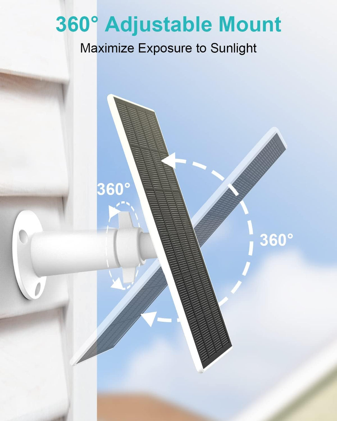 WUUK Zertifiziertes Solarpanel, Kompatibel 2K Überwachungskamera Aussen,Kontinuierliche Leistung Lie