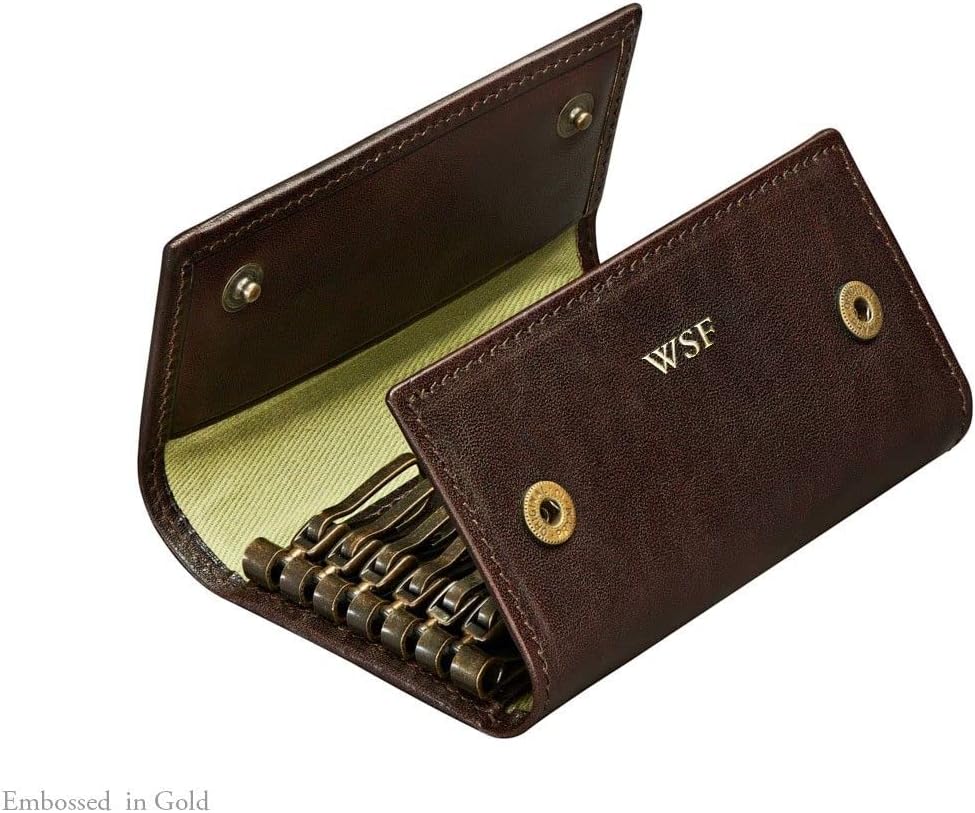 Maxwell Scott Personalisiert Hochwertiges Leder Schlüsseletui LAPO in Dunkelbraun Dark Chocolate Bro