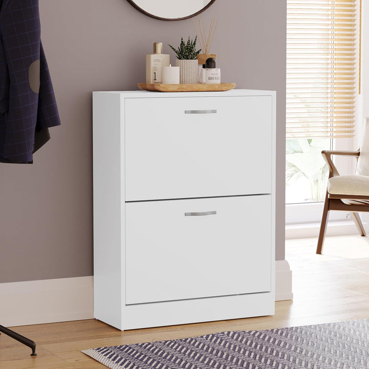 Vida Designs Schuhschrank mit 2 Klappfächern, Aufbewahrung für Schuhe, Organizer, Holzmöbel-Einheit,