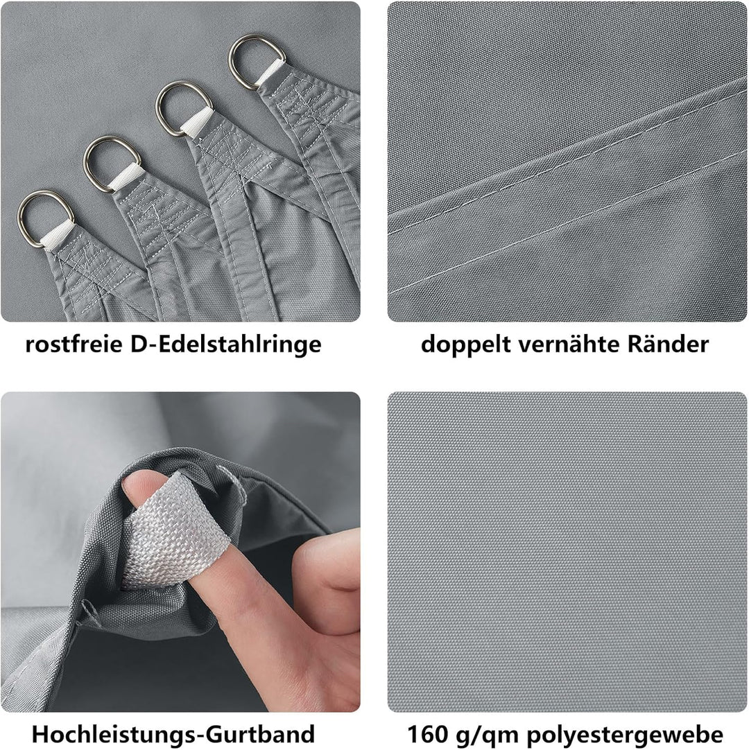 HAIKUS Sonnensegel Wasserdicht Rechteckig 4x4m Sonnenschutz Wasserabweisend Premium PES Polyester mi