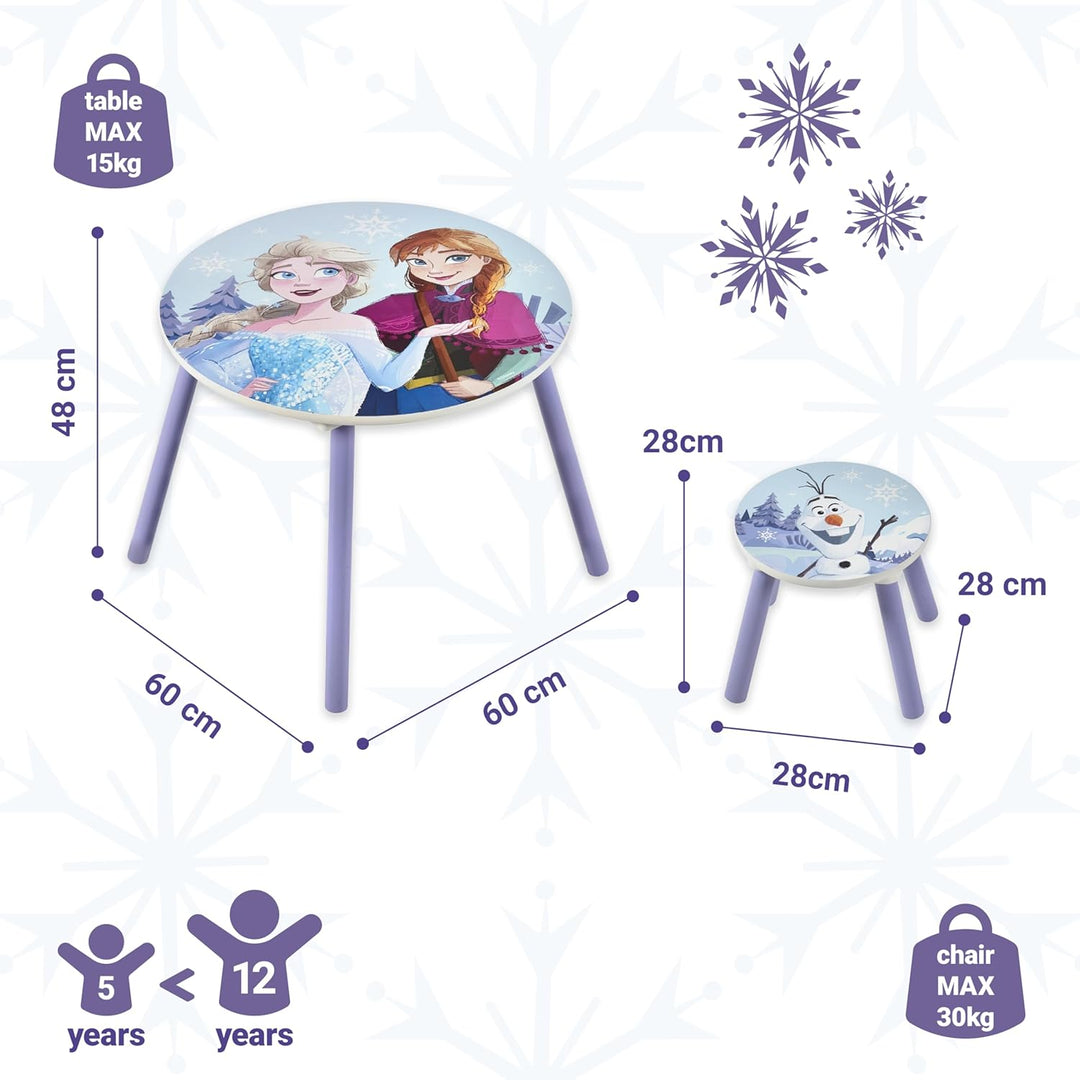 Disney Frozen Kindertisch und Stühle (2 Hocker im Lieferumfang enthalten), ideal für Kunst und Handw