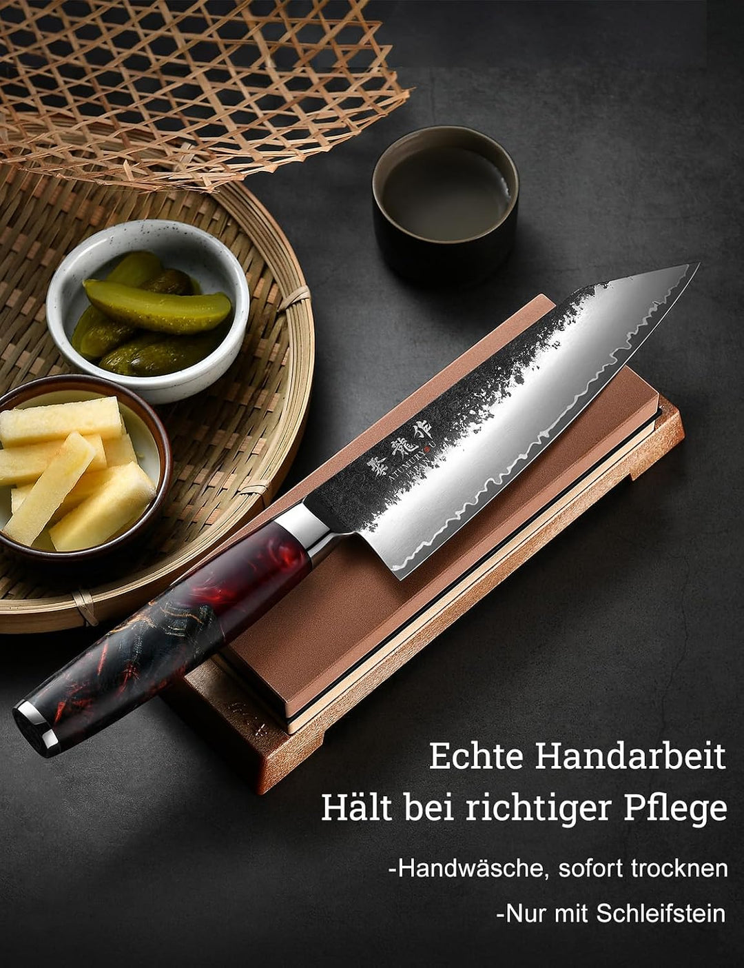 Handgeschmiedetes Japanisches Kochmesser 18cm, Kiritsuke Messer 18 cm, 18 cm