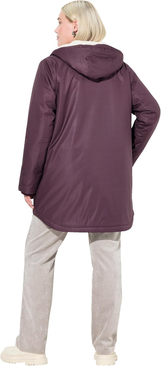 Ulla Popken Damen Hyprar Funktions-Steppjacke, Wasserdicht, Teddyfleece Jacken 42 dunkel weinrot, 42