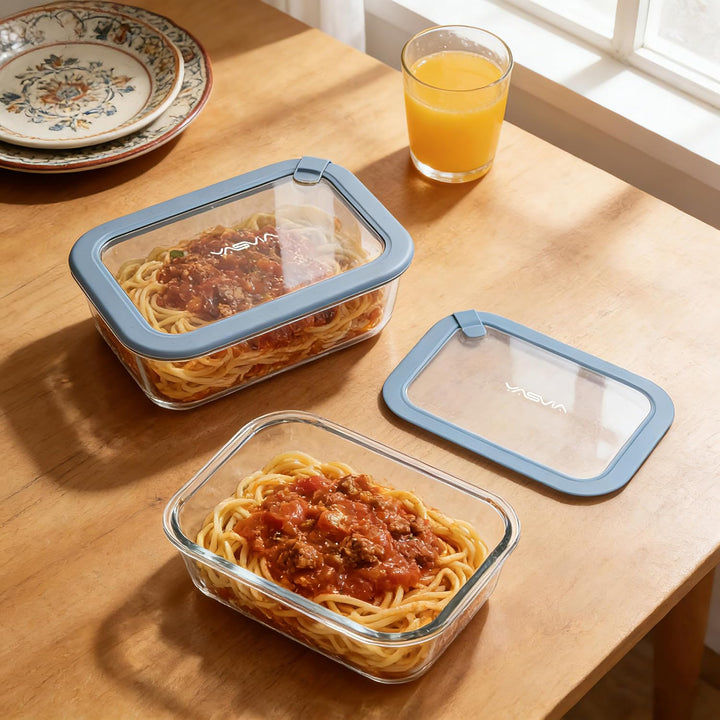 Meal Prep Glas (4x1050ml) Frischhaltedosen Set plastikfrei, Borosilikatglas Vorratsdosen, Silikondec