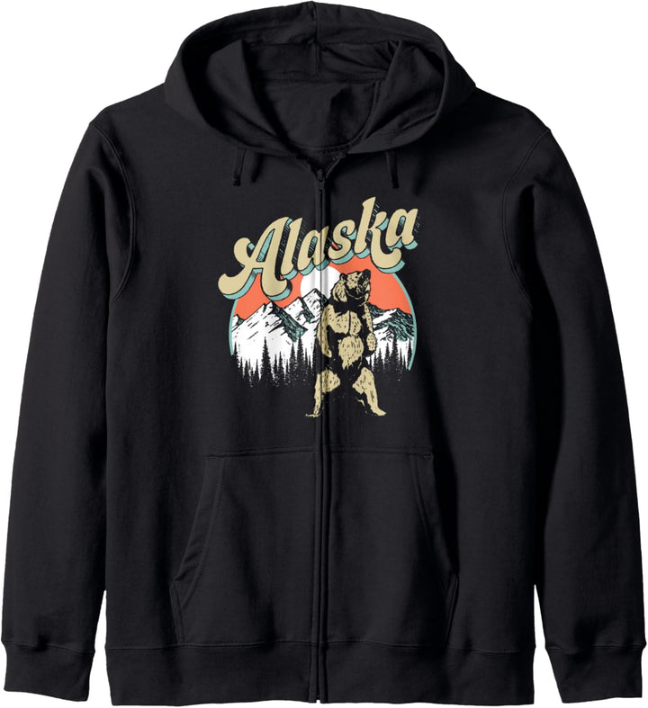 Alaska Vintage 80s Roaring Bear Mountains Kapuzenjacke