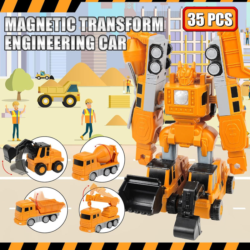 Magnetische Transformers Spielzeug für Kinder, Verformung Roboter Baustellenfahrzeuge Auto Spielzeug