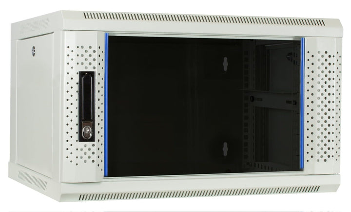 4HE Netzwerkschrank (Serverschrank) 19 Zoll Wandmontage - mit Glastür - Weiss - (BxTxH) 600 x 450 x