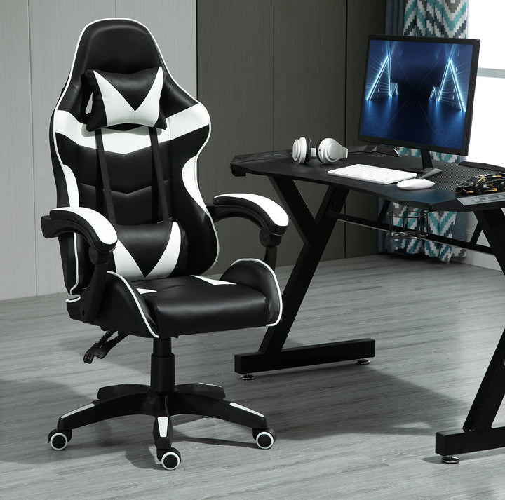 mcc direct Bürostuhl Ergonomisch, Schreibtischstuhl, Drehstuhl, Gaming Sessel, Gamingstuhl (Weiss),