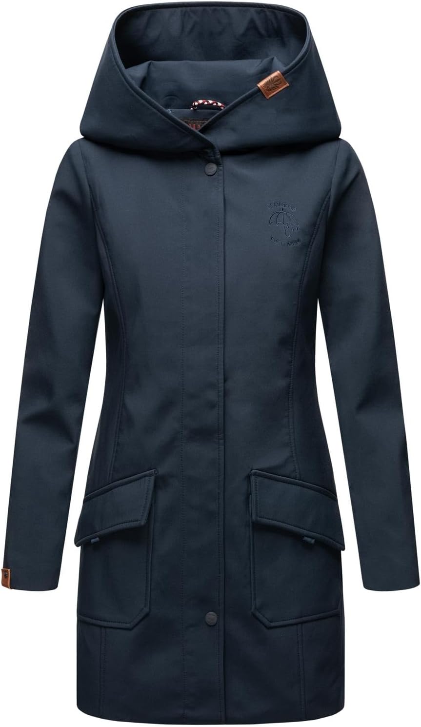 MARIKOO Damen Softshell Jacke Winterjacke wasserabweisend Outdoor lang B856 XS Navy, XS Navy