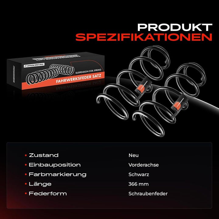 Frankberg 2x Federn Fahrwerksfeder Vorderachse Links Rechts Kompatibel mit Transit Connect P65 P70 P