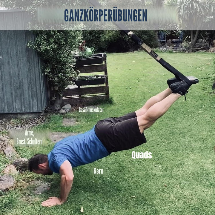 Suspension Trainer, Bodyweight Training Straps for Full Body Workouts at Home, Includes Door Anker,