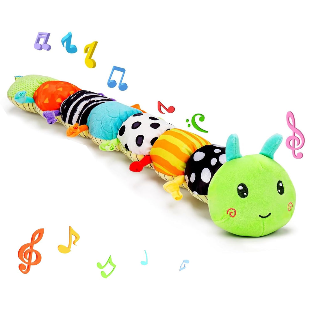 Raupe Plüschtier Spielzeug, Baby Spielzeug 0 3 6 Monate, Sensorik Raupe Mit Greifling, Rassel, Spieg