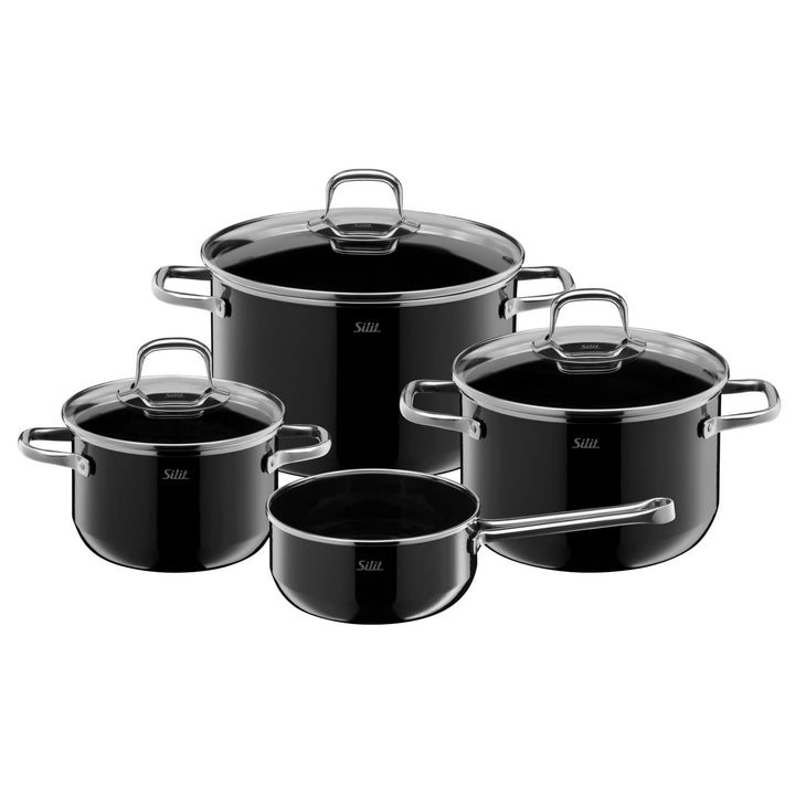 Silit Elegance Line Topfset Induktion 4-teilig, Kochtopf Set mit Glasdeckel, Silargan Funktionskeram