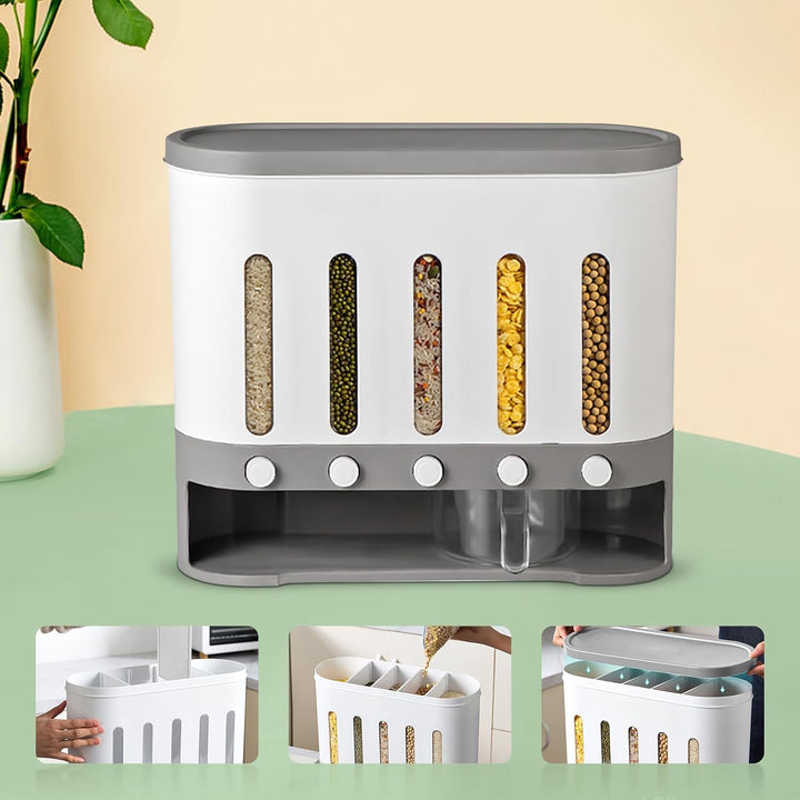 Müslispender, 5 Fächer Vorratsdosen, KüChen Wand Montiert Modern MüSlispender, Küche Geteilte Trocke