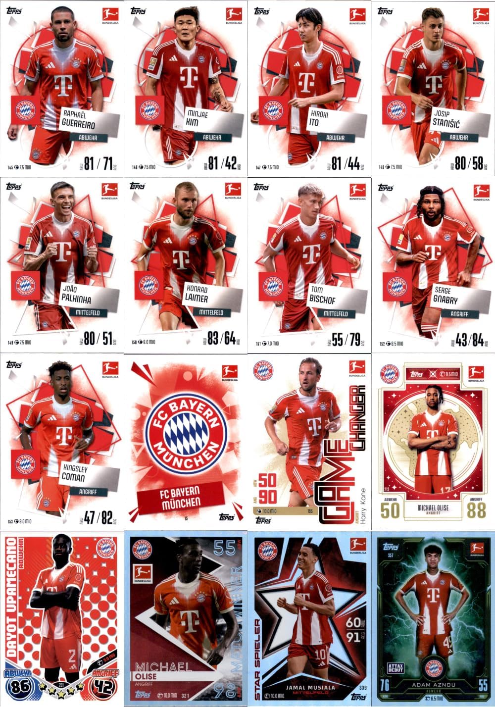 Bundle mit Topps Match Attax Bundesliga - 2025/26 - Mannschaftspaket - FC Bayern MÜNCHEN + Exklusive