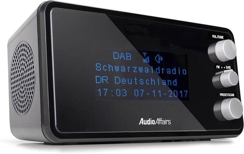AudioAffairs Digitaler Radiowecker DAB+ | UKW/FM | dimmbares Display | Wecker mit Radio oder Alarmto