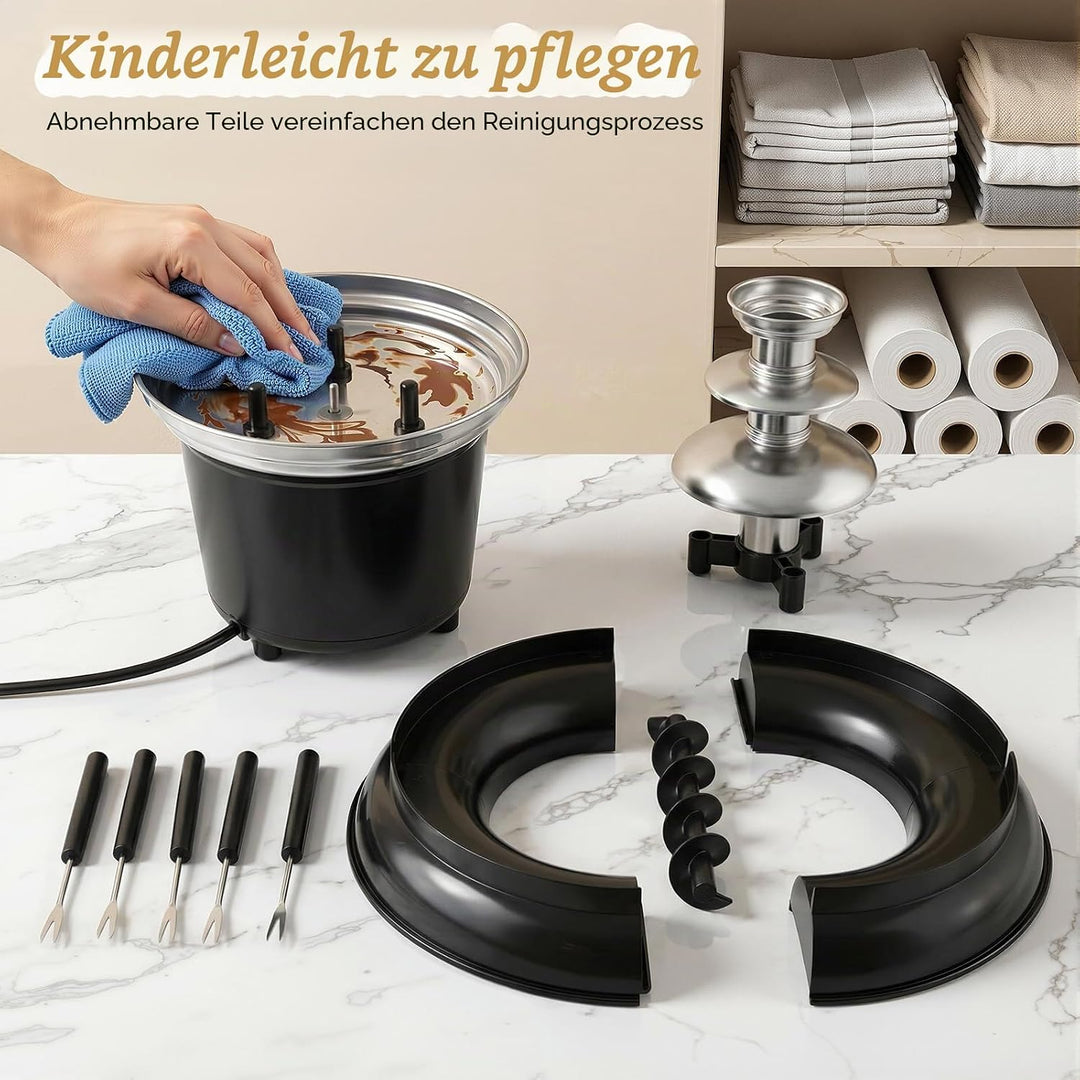 230V Schokobrunnen Edelstahl Schokoladenbrunnen Chocolate Fountain, Elektrische Fondue Schokofondue