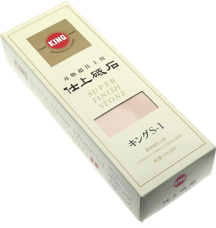 King Super Finish Japanischer Schleifstein S-1 Körnung #6000 mit Halterung zum Schärfen von Küchenme